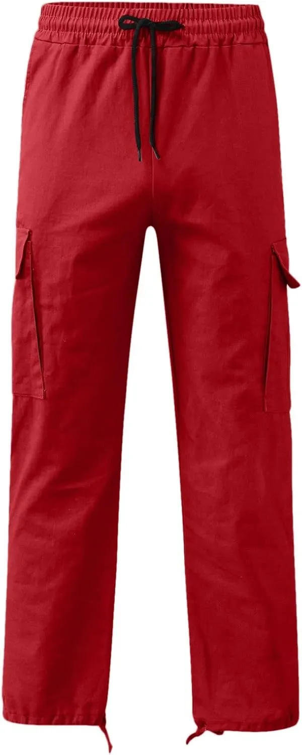 sdbrld Cargo Pants For Men Men's Relaxed Fit Beach Pants Streetwear Baggy Trousers Fashion Cargo Pants with Zipper Pockets