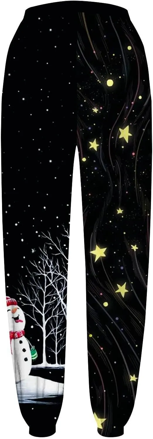 sdbrld Wide Leg Sweatpants Women Casual 3D Novelty Printed Ladies Sweatpants High Waist Warm Bottoming Pants Lounge Trousers