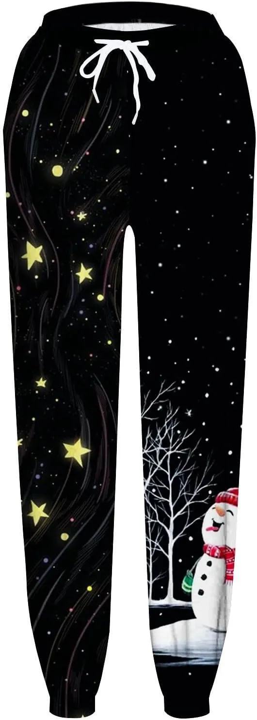 sdbrld Wide Leg Sweatpants Women Casual 3D Novelty Printed Ladies Sweatpants High Waist Warm Bottoming Pants Lounge Trousers