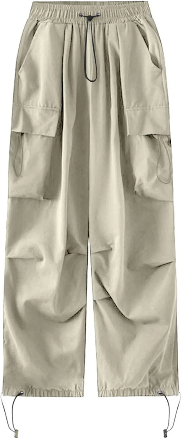 sdbrld Womens High Waisted Cargo Pants Wide Leg Joggers Plus Size Casual Sweatpants Ladies Loose Trousers Clothes with Pocket