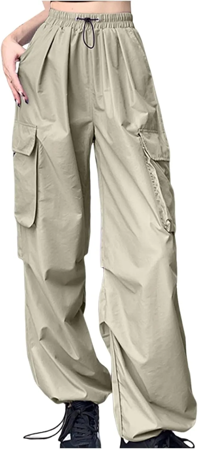 sdbrld Womens High Waisted Cargo Pants Wide Leg Joggers Plus Size Casual Sweatpants Ladies Loose Trousers Clothes with Pocket