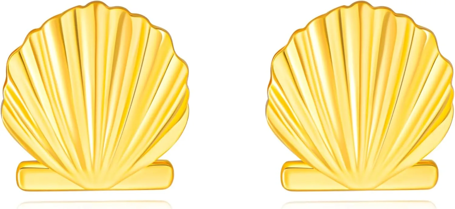 Seashell Earrings For Women 14K Gold Filled - French Vintage Seashell Earrings - Shell Earrings Small -Seashell Earrings Gold