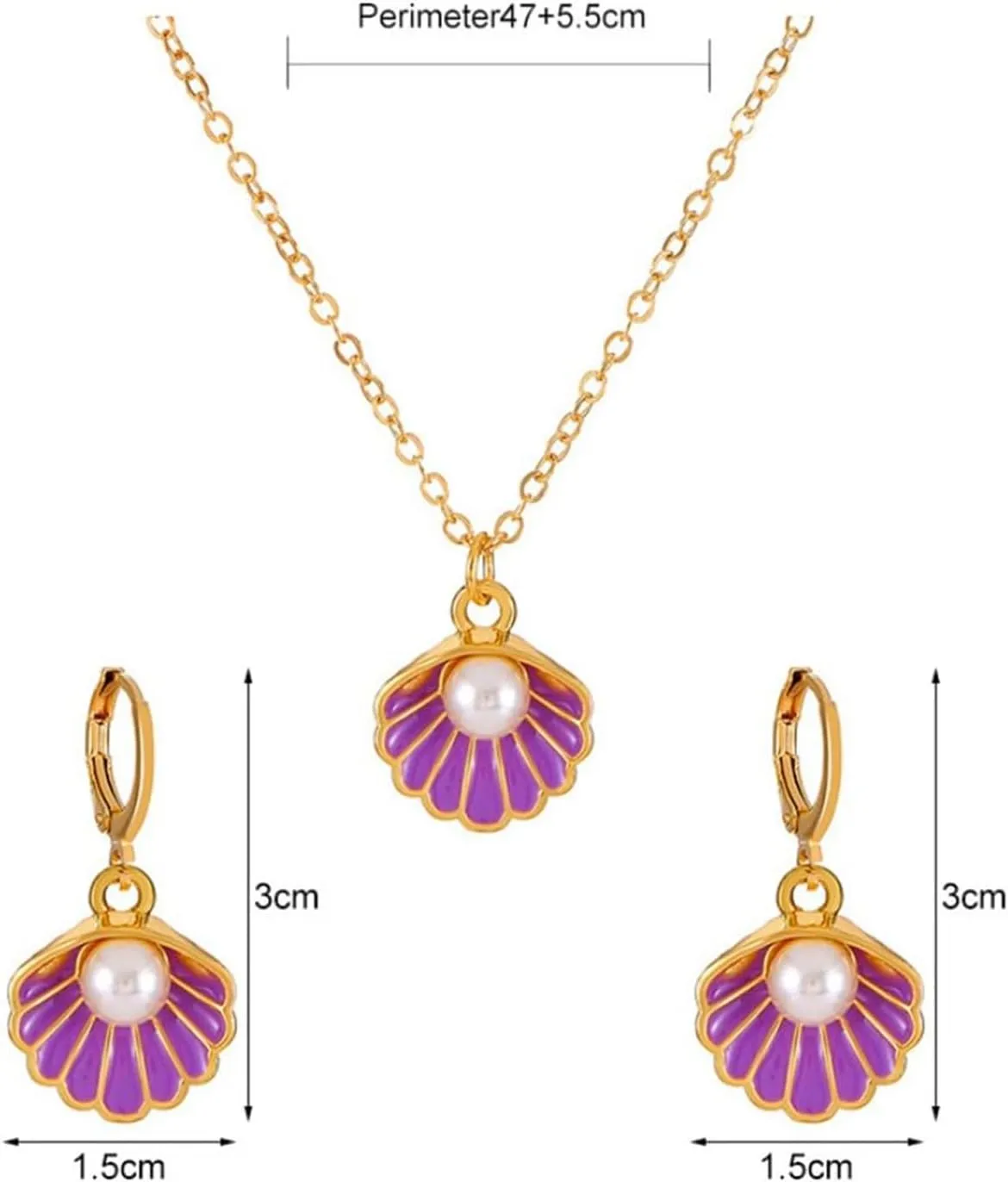 Seashell Earrings Shell Earrings Purple Earrings for Women Purple Conch Earrings Gold Conch Necklace Goth Earrings Halloween Earrings Hypoallergenic Beach Earrings Seashell Jewelry for Women