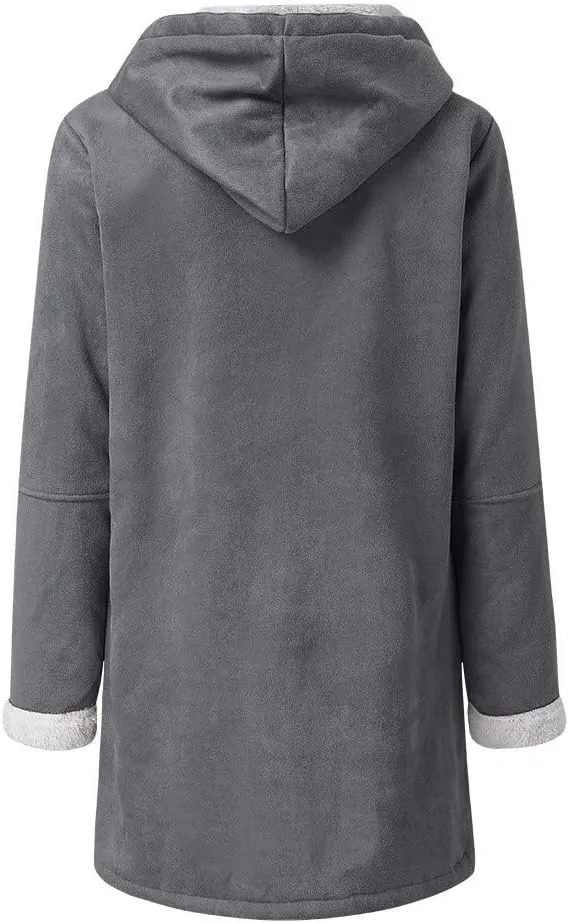 SHAOBGE Womens Plus Size Winter Coats Warm Sherpa Fleece Lined Jackets Hooded Parka Faux Suede Pea Coat Outerwear 2024
