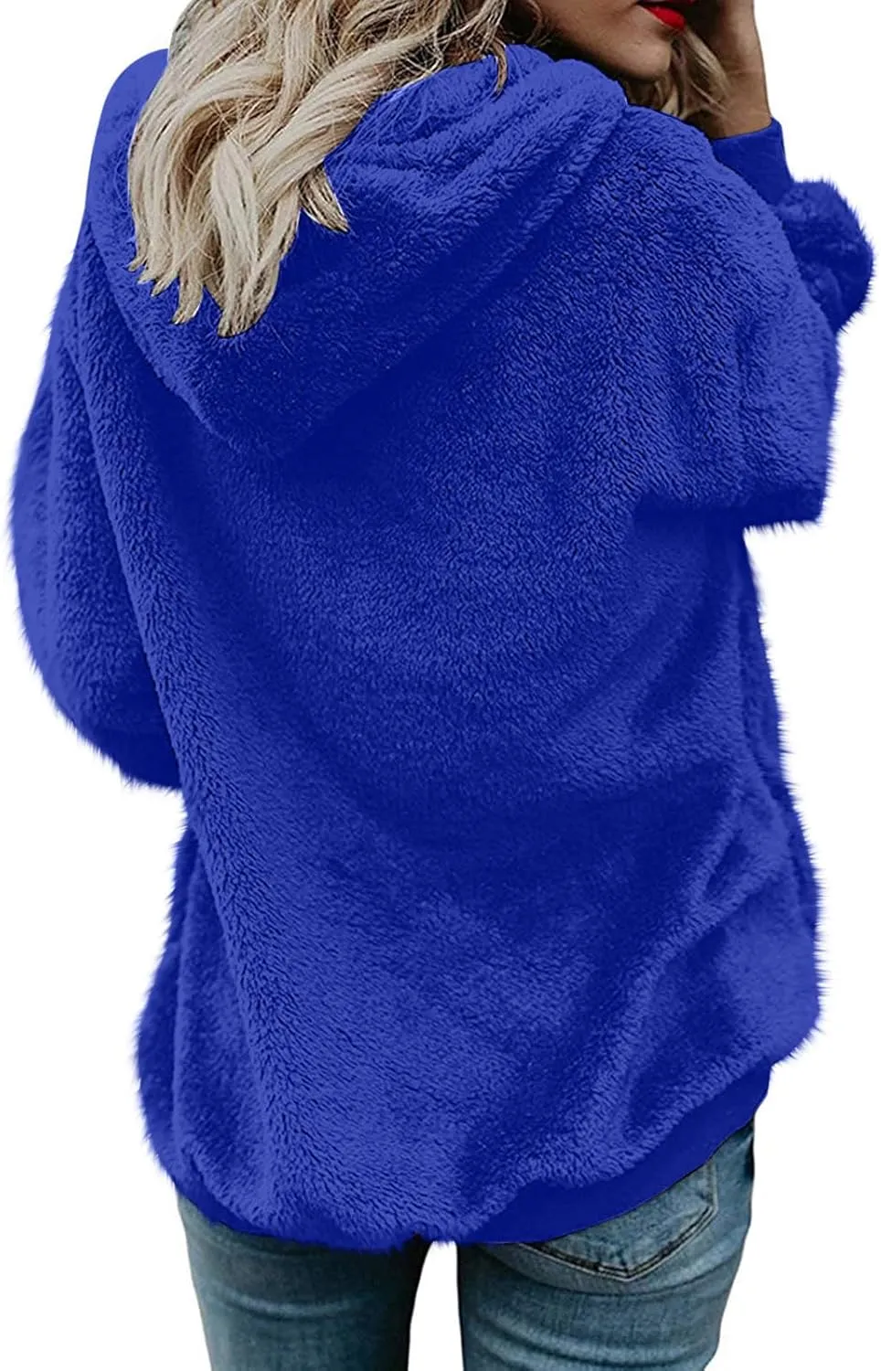 Sherpa Jacket for Women Fuzzy Zip Up Hoodie Casual Loose Warm Fluffy Jackets Fall Winter Fleece Coat with Pockets