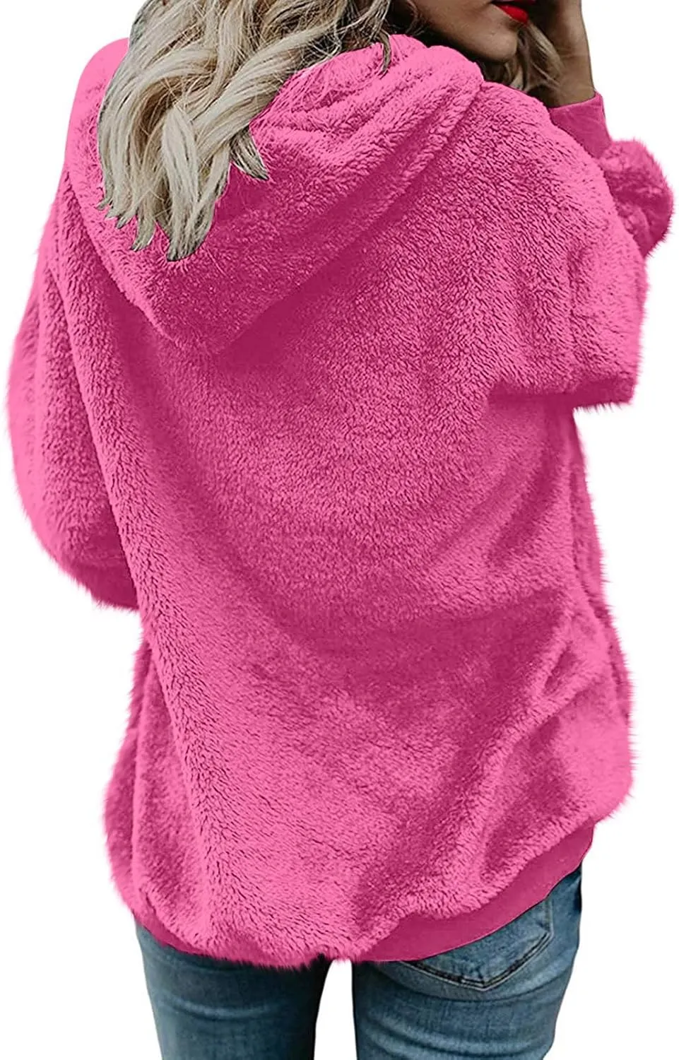 Sherpa Jacket for Women Fuzzy Zip Up Hoodie Casual Loose Warm Fluffy Jackets Fall Winter Fleece Coat with Pockets