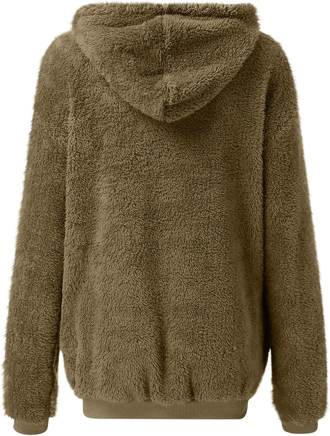 Sherpa Jacket for Women Fuzzy Zip Up Hoodie Casual Loose Warm Fluffy Jackets Fall Winter Fleece Coat with Pockets