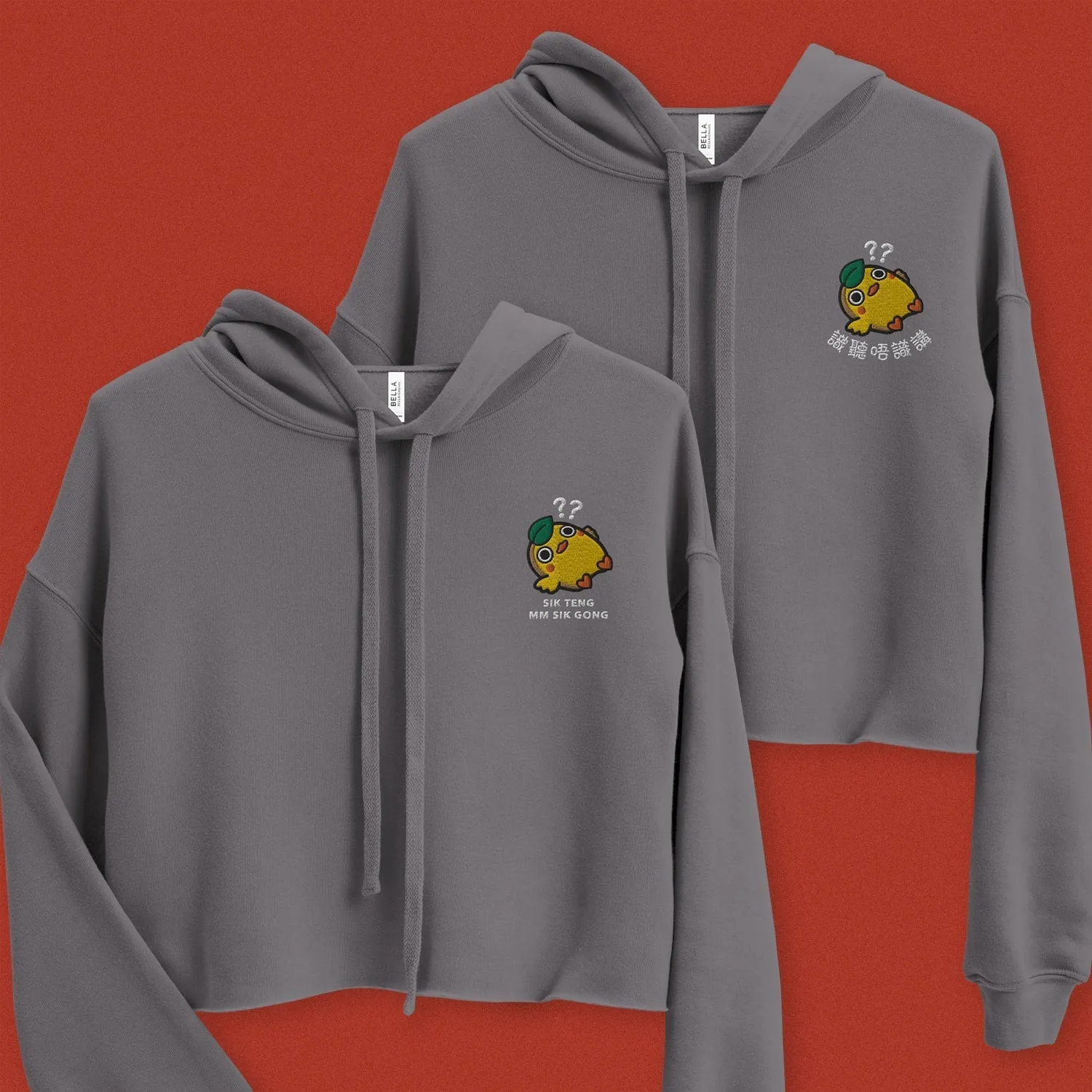 Sik Teng Mm Sik Gong Embroidered Crop Hoodie
