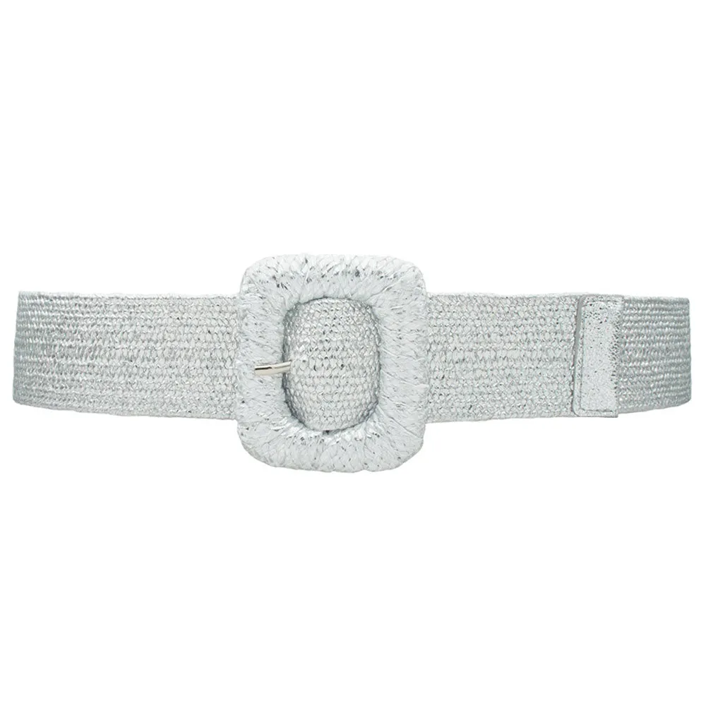 Silver Metallic Raffia Belt