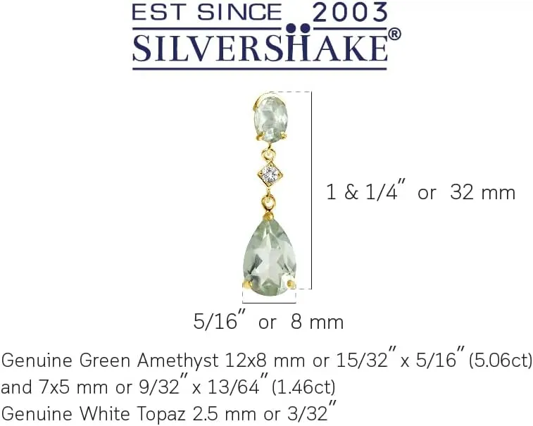 Silvershake Genuine Gemstone 925 Sterling Silver Dangle Drop Post Earrings