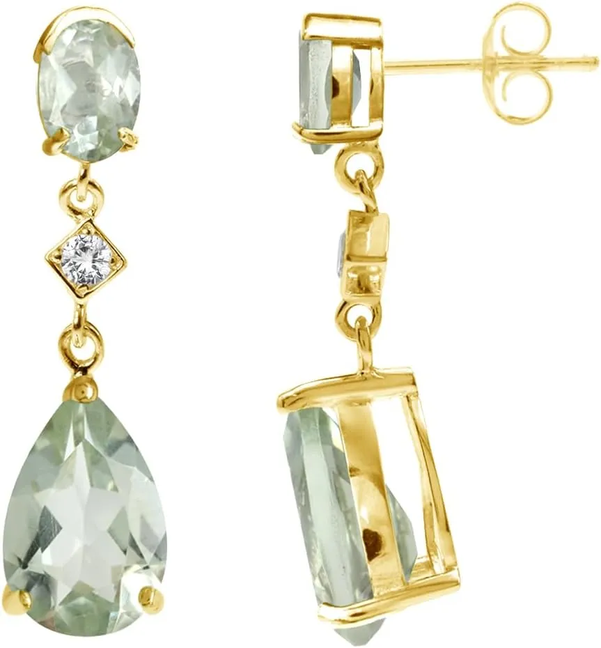 Silvershake Genuine Gemstone 925 Sterling Silver Dangle Drop Post Earrings