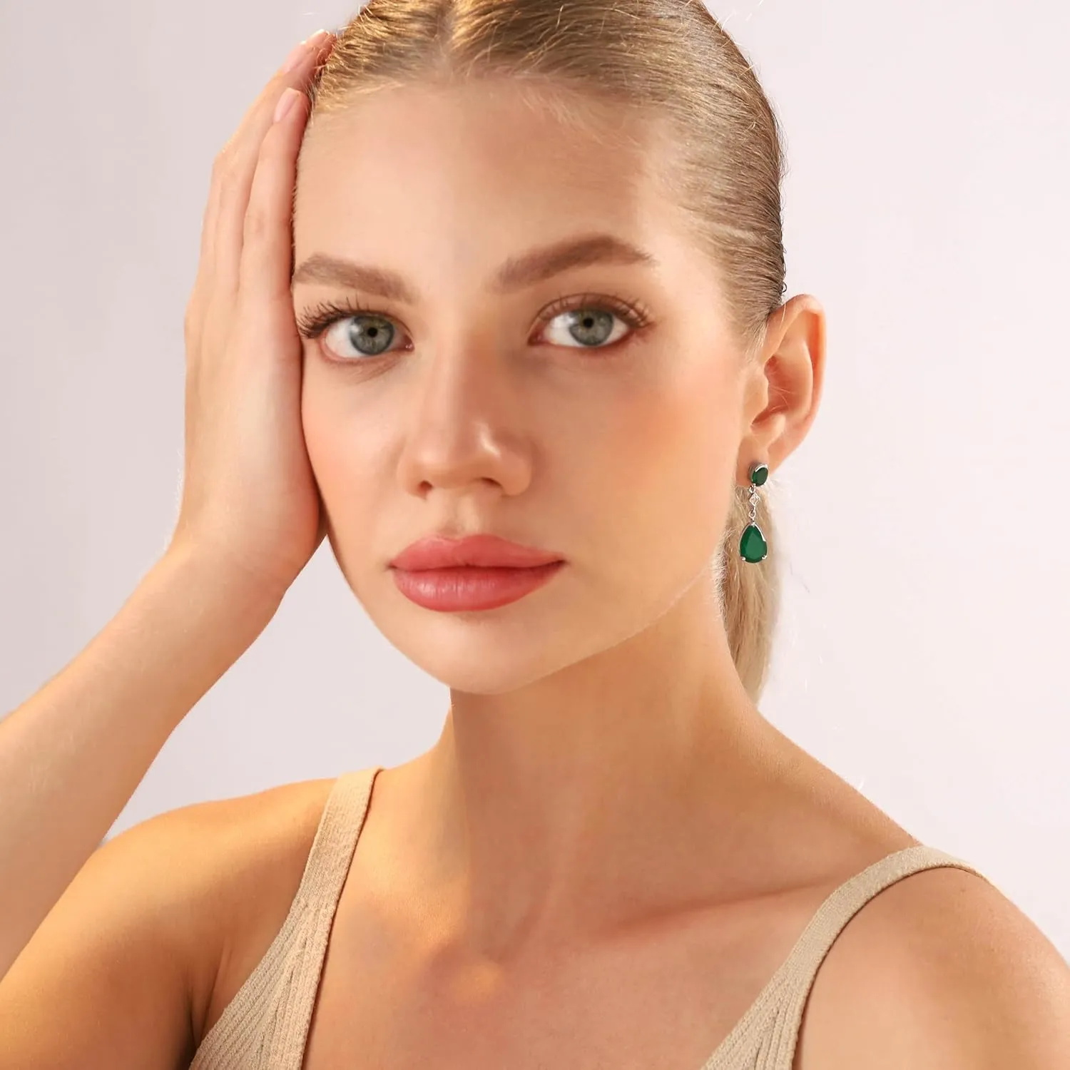 Silvershake Genuine Gemstone 925 Sterling Silver Dangle Drop Post Earrings