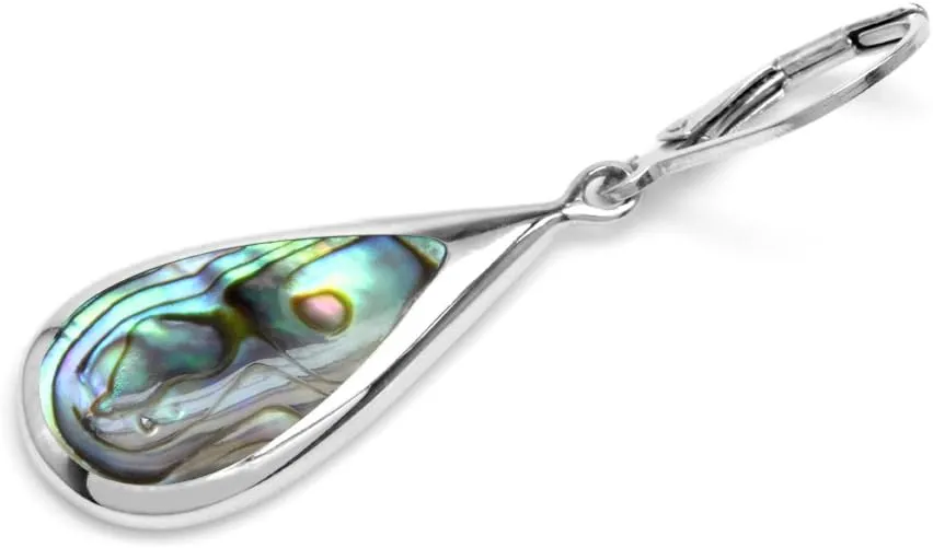 Silvershake Inlay White Gold Plated 925 Sterling Silver Drop Dangle Leverback Earrings