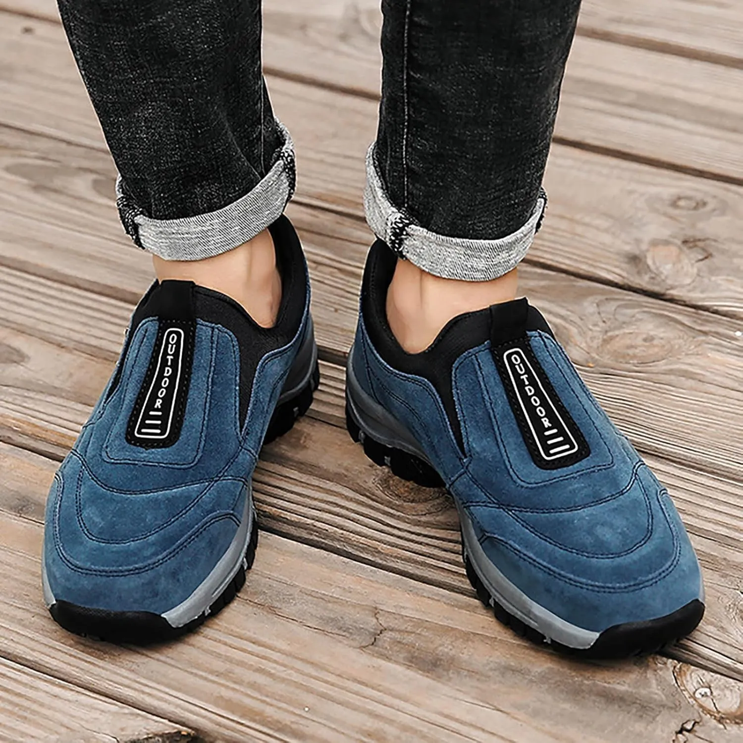 Slip on Loafers Mens Hiking Shoes Lightweight Walking Shoes Comfortable Trekking and Trail Shoes for Outdoor Driving