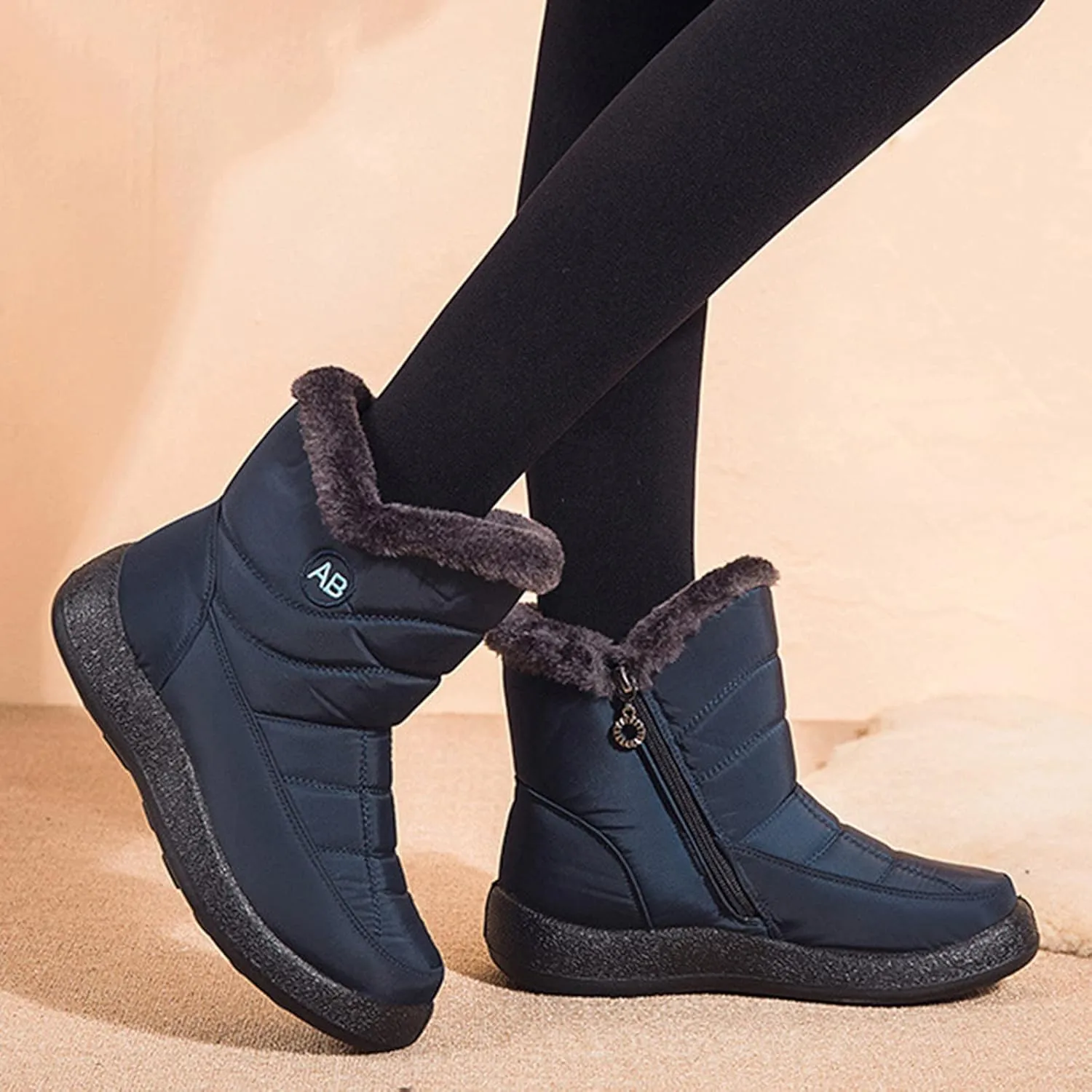 Slip on Winter Boots for Women Wide Width Women's Snow Boots Ankle Short Fur Boots Fur Boots for Women Winter Platform Winter Boots Womens Wide Width Botas De Invierno