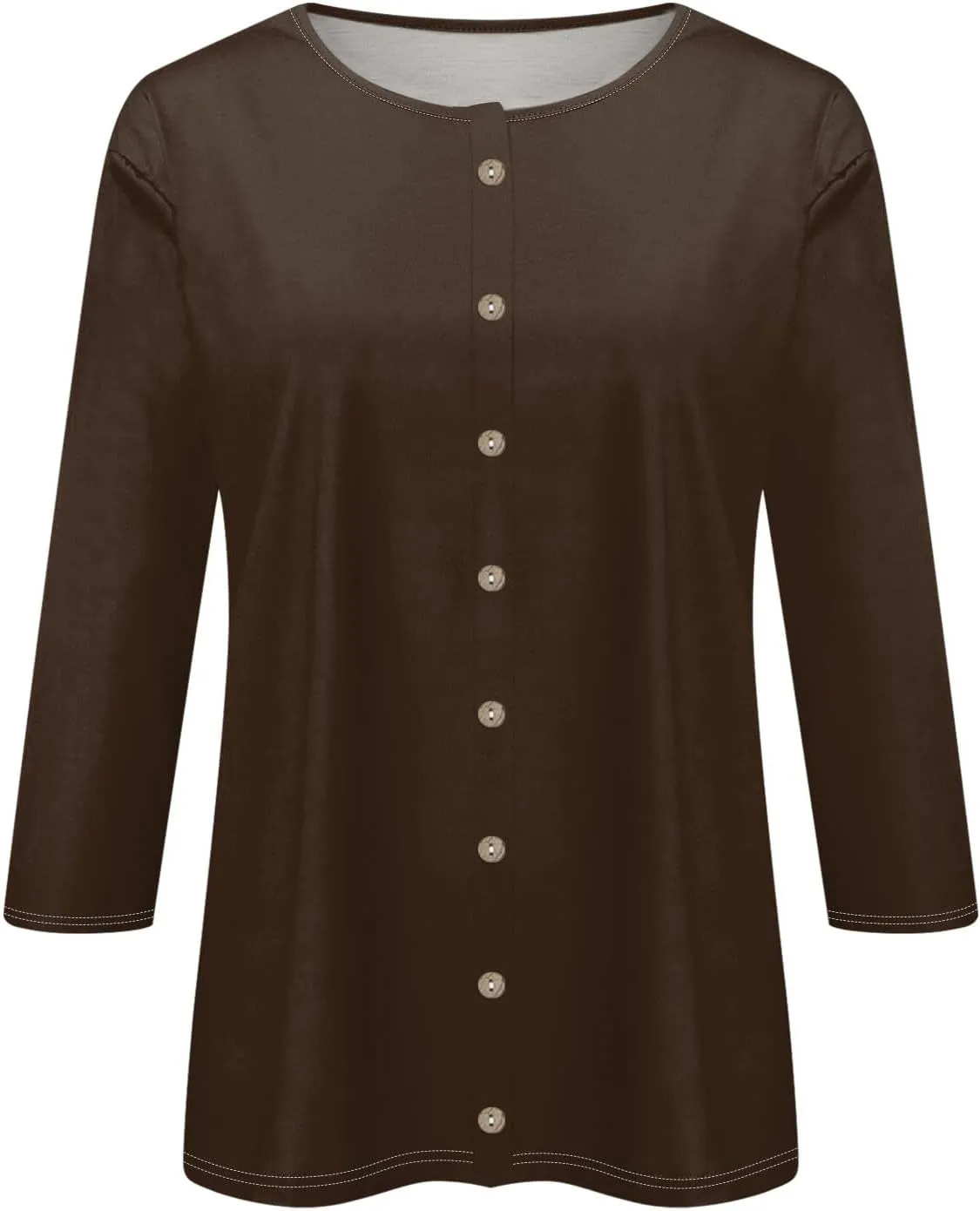 slqdgmryz Button Down Shirts for Women 3/4 Sleeve Lightweight Summer Cardigan Casual V Neck Three Quarter Length Cute Tops