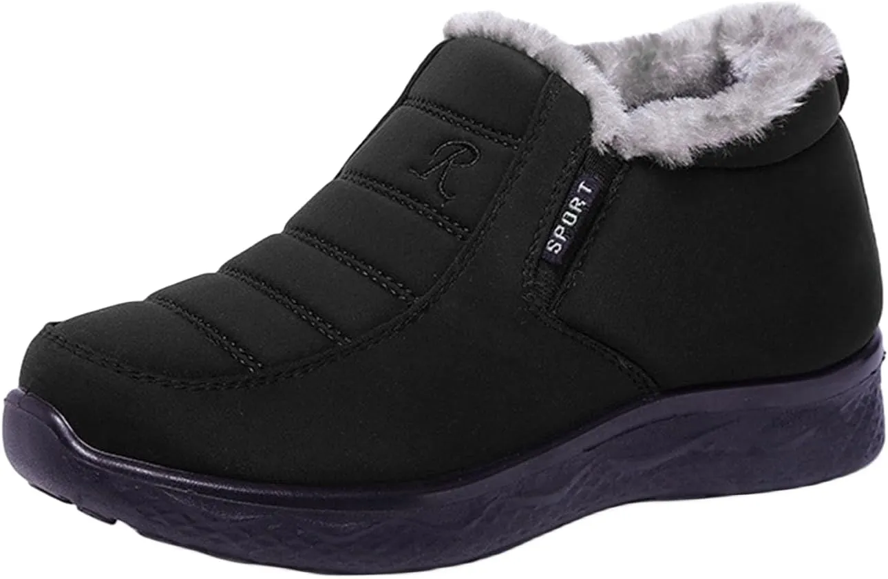 Snow Boots for Women Waterproof Winter Boots Anti-Slip Ankle Booties Slip On Warm Fur Lined Comfortable Womens Sneaker