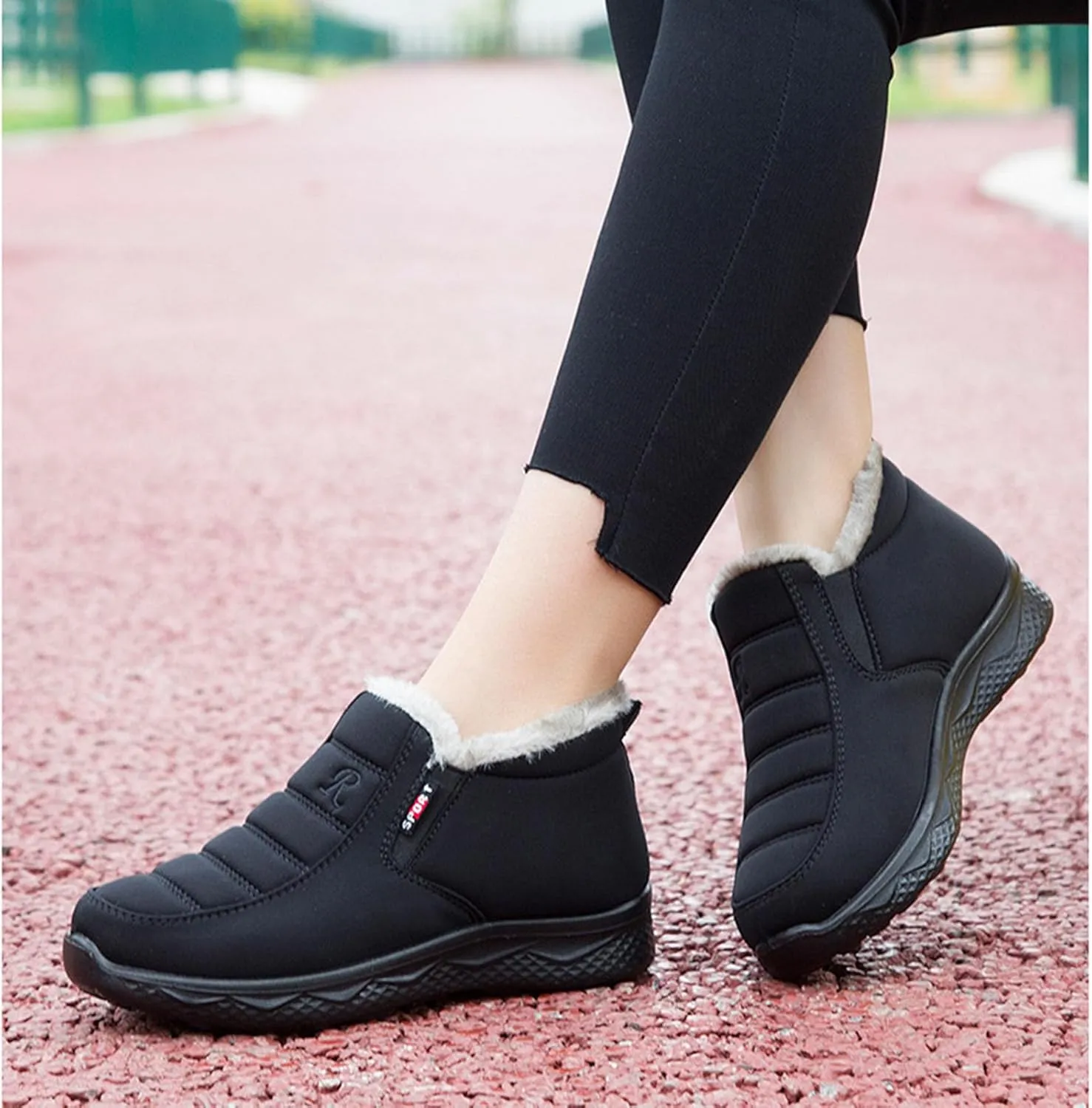 Snow Boots for Women Waterproof Winter Boots Anti-Slip Ankle Booties Slip On Warm Fur Lined Comfortable Womens Sneaker