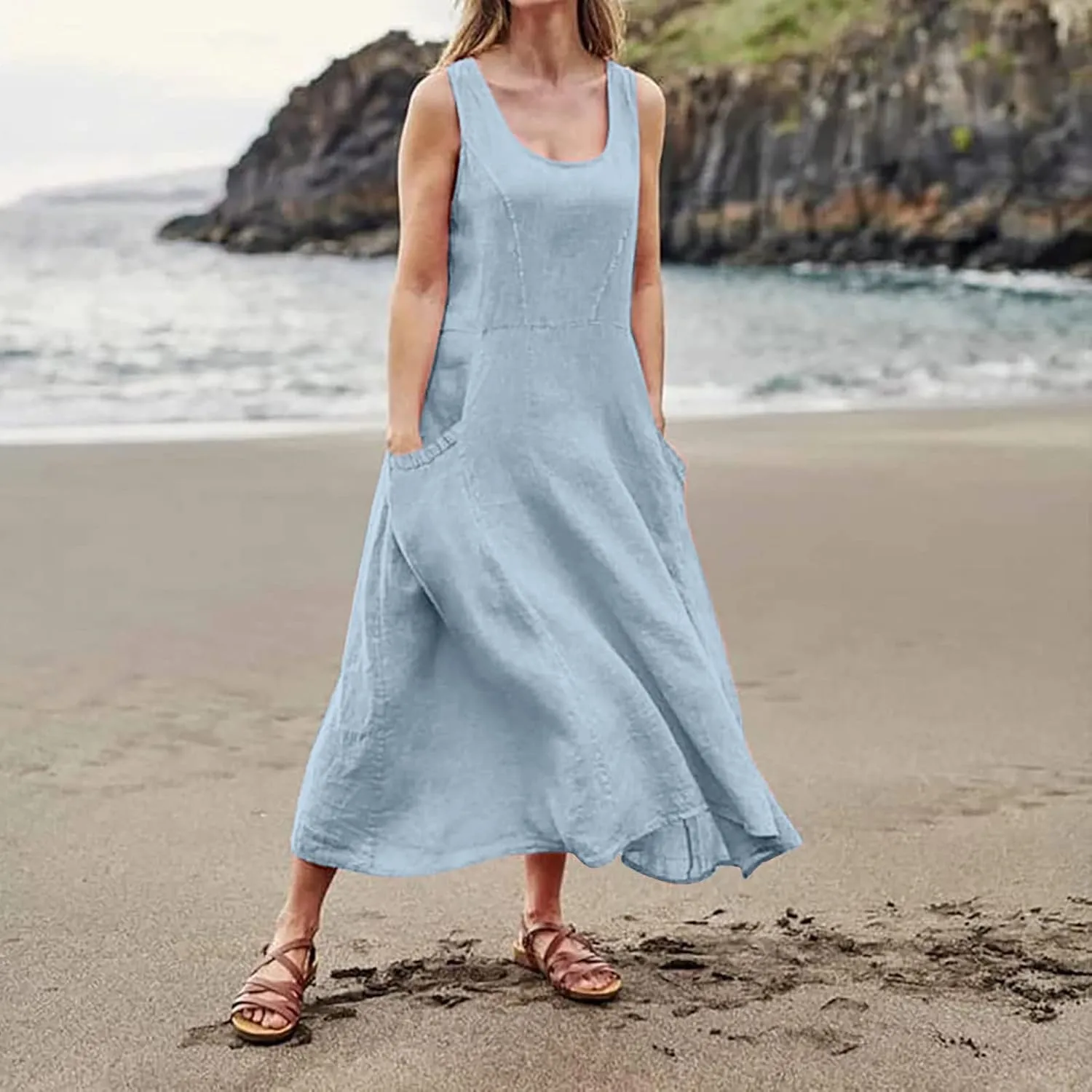 Spring Dresses for Women 2025 Flowy Dress Plus Size Beach Travel Vacation Casual Dress