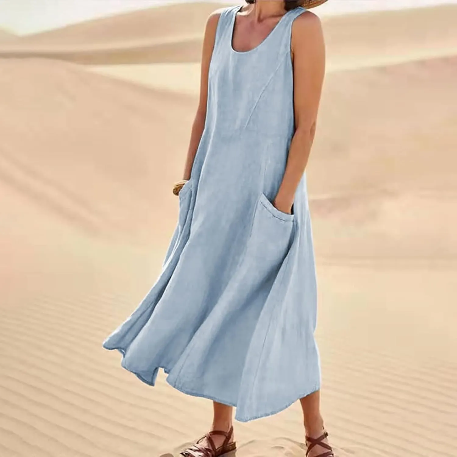 Spring Dresses for Women 2025 Flowy Dress Plus Size Beach Travel Vacation Casual Dress