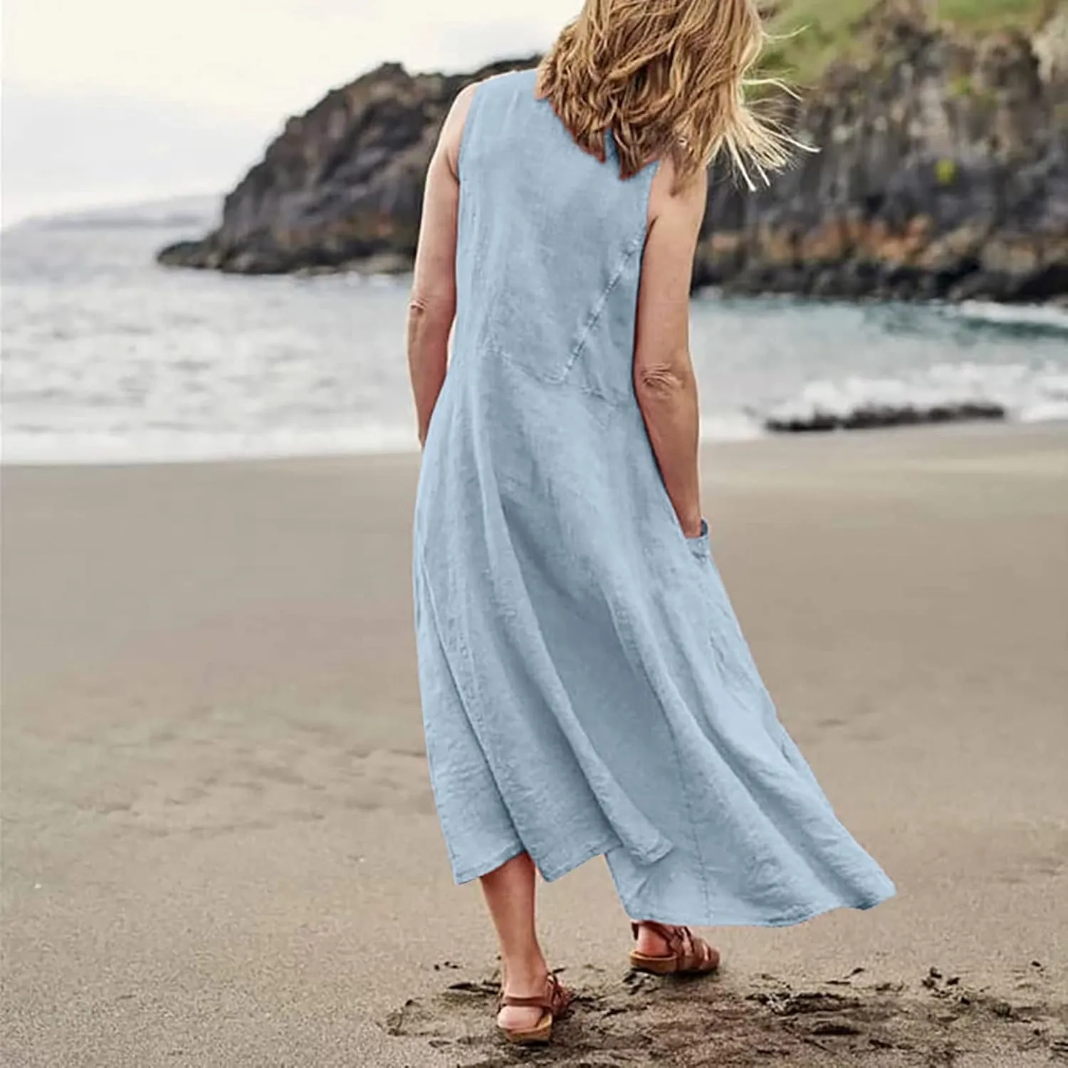Spring Dresses for Women 2025 Flowy Dress Plus Size Beach Travel Vacation Casual Dress