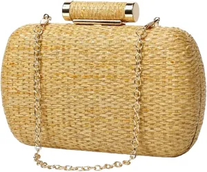 Straw Clutch Purses for Women Vintage Summer Straw Beach Bag Wicker Rattan Envelope Clutch Evening Purse for Wedding