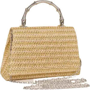 Straw Clutch Purses Women Trendy Summer Straw Beach Bag Envelope Evening Clutch Handbags for Formal Party Wedding