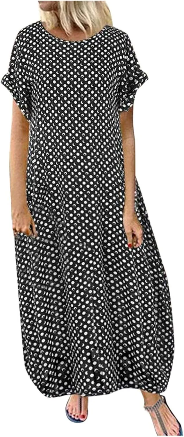 Summer Dresses for Women 2024 Long Print Pocket Women Sleeveless Women's Dress Women's Casual Dresses Shirt Dress