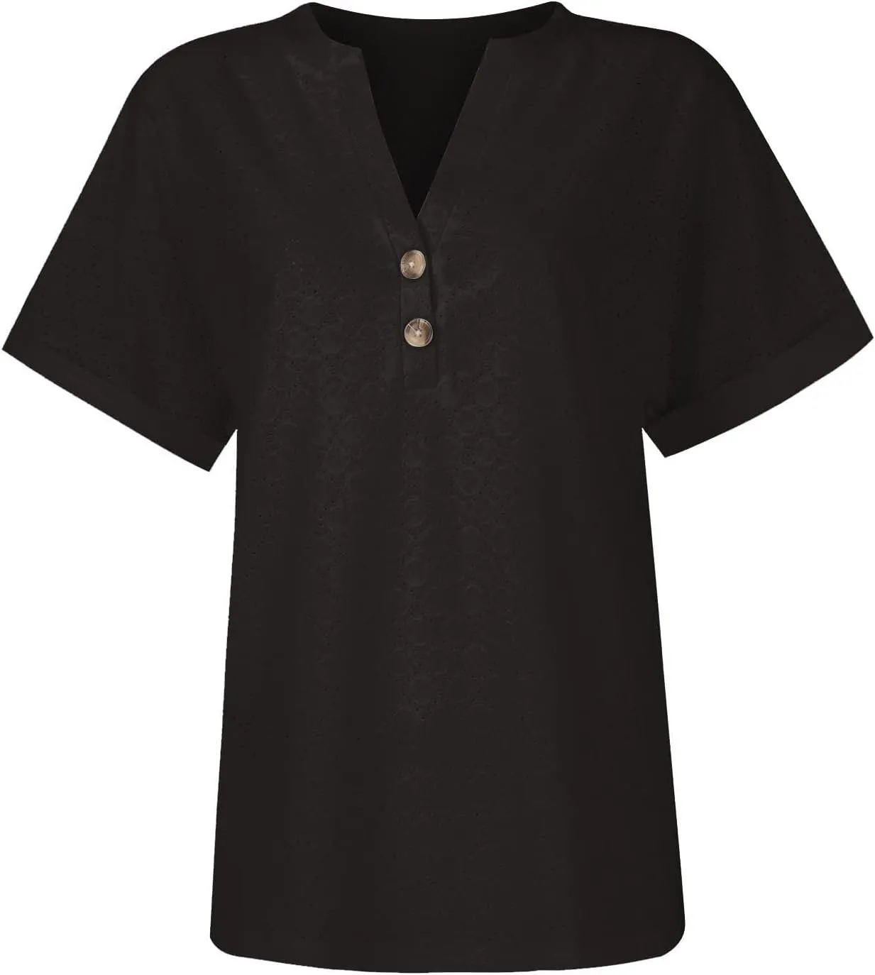 Summer Tops for Women Trendy 2025 Short Sleeve v Neck Eyelet Shirts Dressy Casual Loose Ladies Blouses Going Out