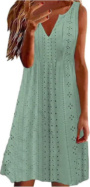 Sundresses for Women 2024 Casual Beach Sleeveless Resort Wear Vacation Sun Dresses Spring Summer Tank Dress