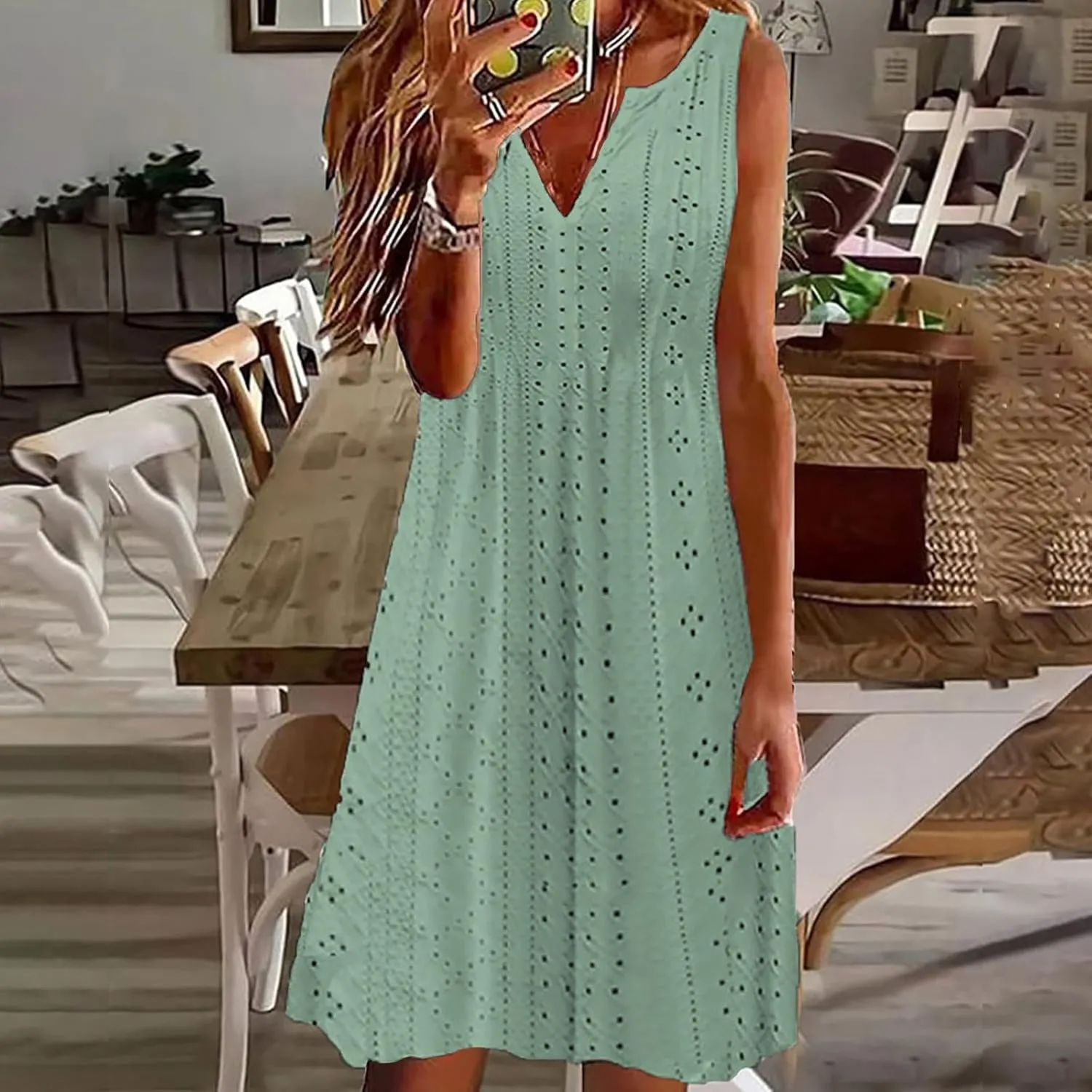 Sundresses for Women 2024 Casual Beach Sleeveless Resort Wear Vacation Sun Dresses Spring Summer Tank Dress