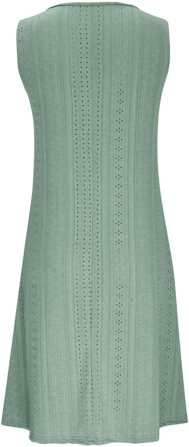 Sundresses for Women 2024 Casual Beach Sleeveless Resort Wear Vacation Sun Dresses Spring Summer Tank Dress