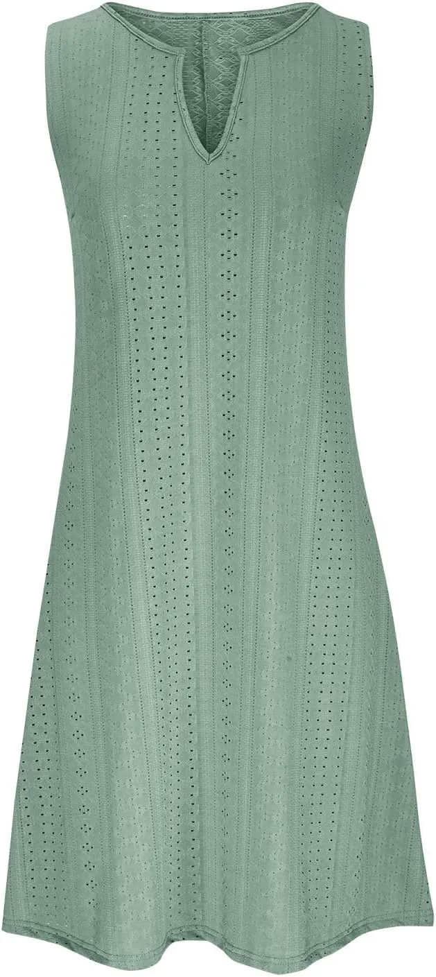 Sundresses for Women 2024 Casual Beach Sleeveless Resort Wear Vacation Sun Dresses Spring Summer Tank Dress