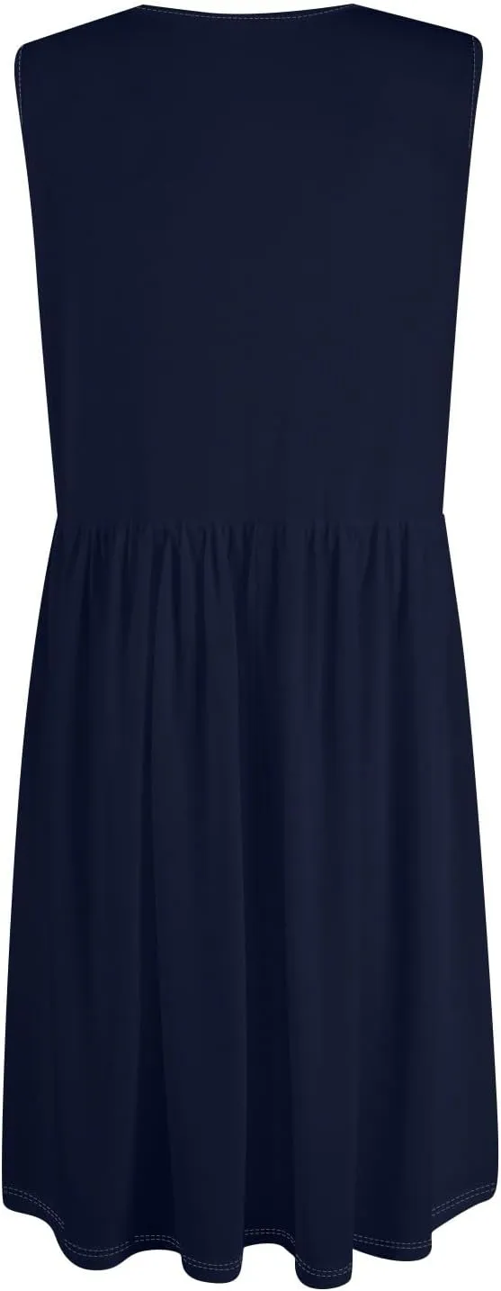Sundresses for Women 2025 Sleeveless Midi Dress with Pockets V Neck Button Down Summer Dresses for Baech Vacation