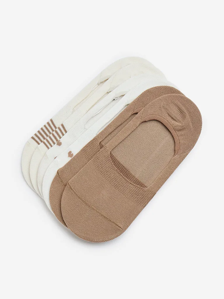 Superstar Off-White Cotton-Blend No-Show Socks - Pack of 3