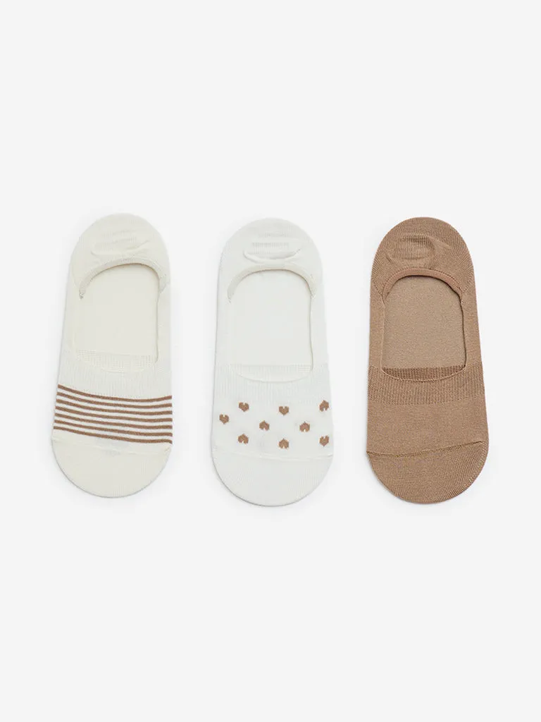 Superstar Off-White Cotton-Blend No-Show Socks - Pack of 3