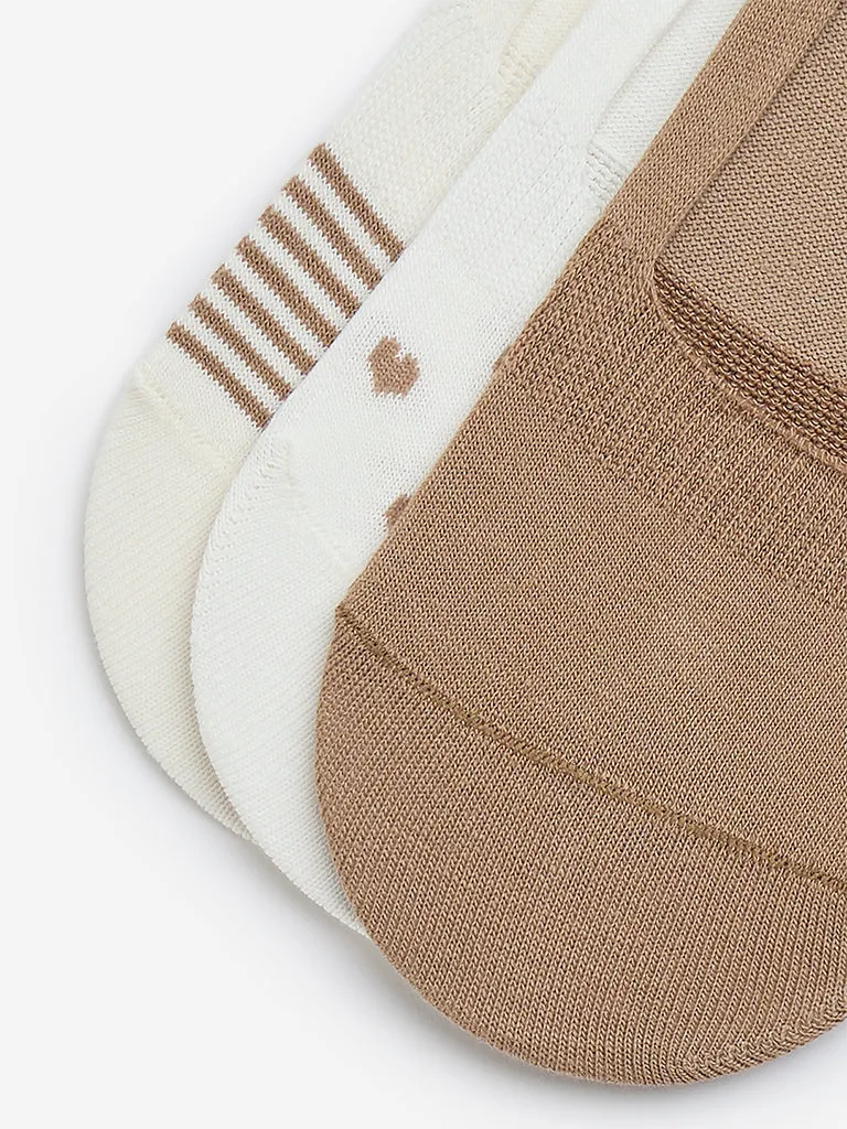 Superstar Off-White Cotton-Blend No-Show Socks - Pack of 3