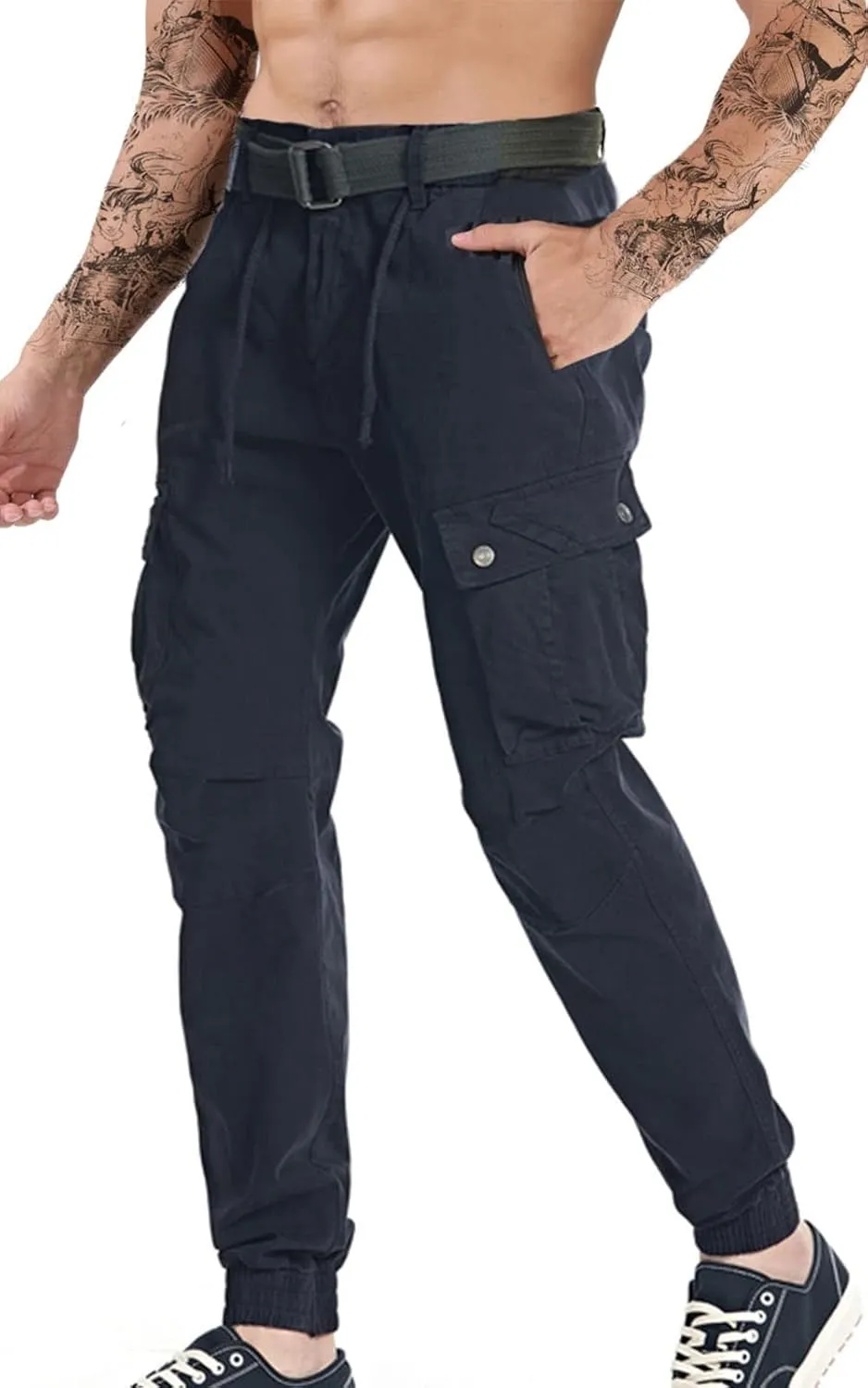 Surenow Mens Cargo Pants Multi Pockets Slim Outdoor Hiking Pants Tactical Pants Lightweight Casual Work Ripstop Pants for Men