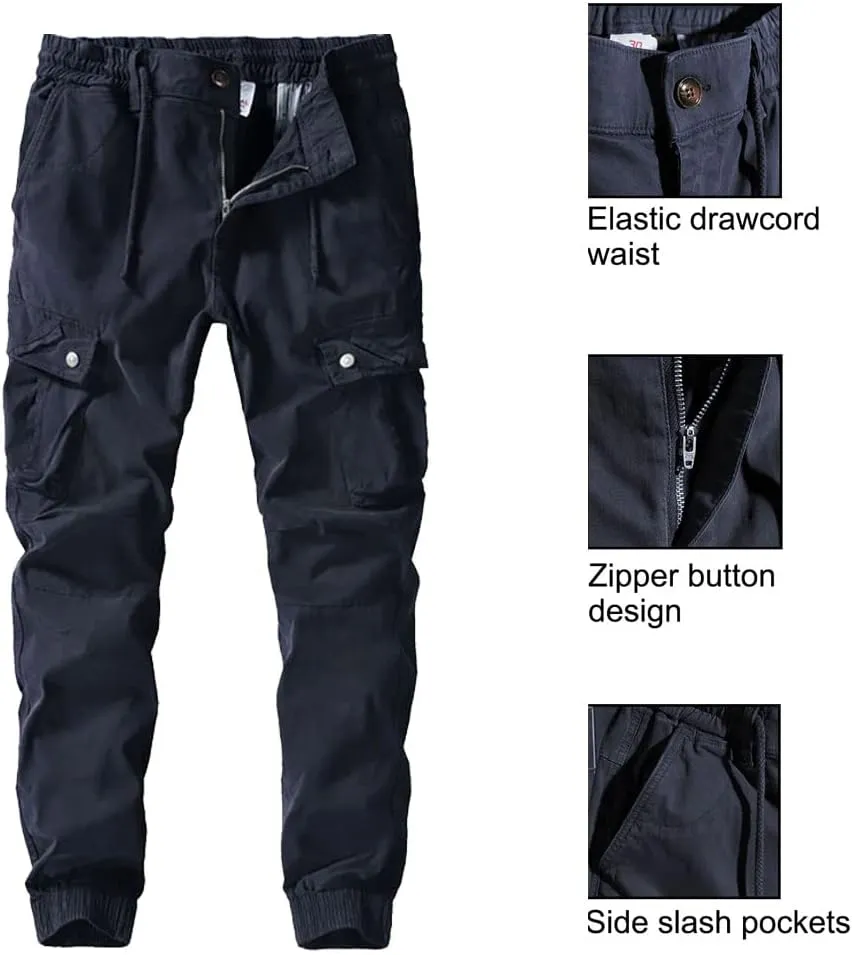 Surenow Mens Cargo Pants Multi Pockets Slim Outdoor Hiking Pants Tactical Pants Lightweight Casual Work Ripstop Pants for Men