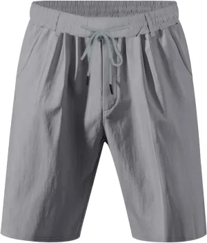 SUWBMHWE Cargo Shorts Men Mens White Linen Khaki 5 Inch Slim Fit Elastic for Inseam Regular Waist Men's Everyday Wear