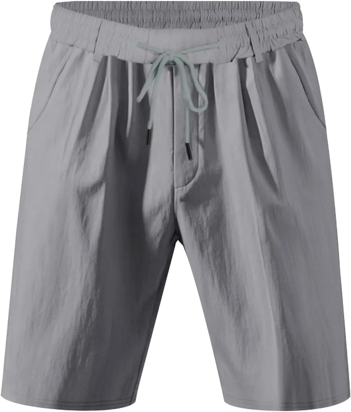 SUWBMHWE Cargo Shorts Men Mens White Linen Khaki 5 Inch Slim Fit Elastic for Inseam Regular Waist Men's Everyday Wear