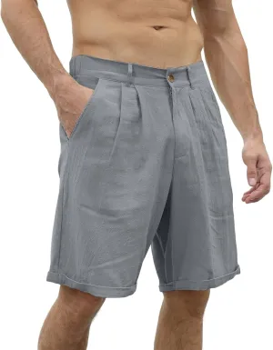 SUWBMHWE Cargo Shorts Men Mens White Linen Khaki 5 Inch Slim Fit Elastic for Inseam Regular Waist Men's Everyday Wear