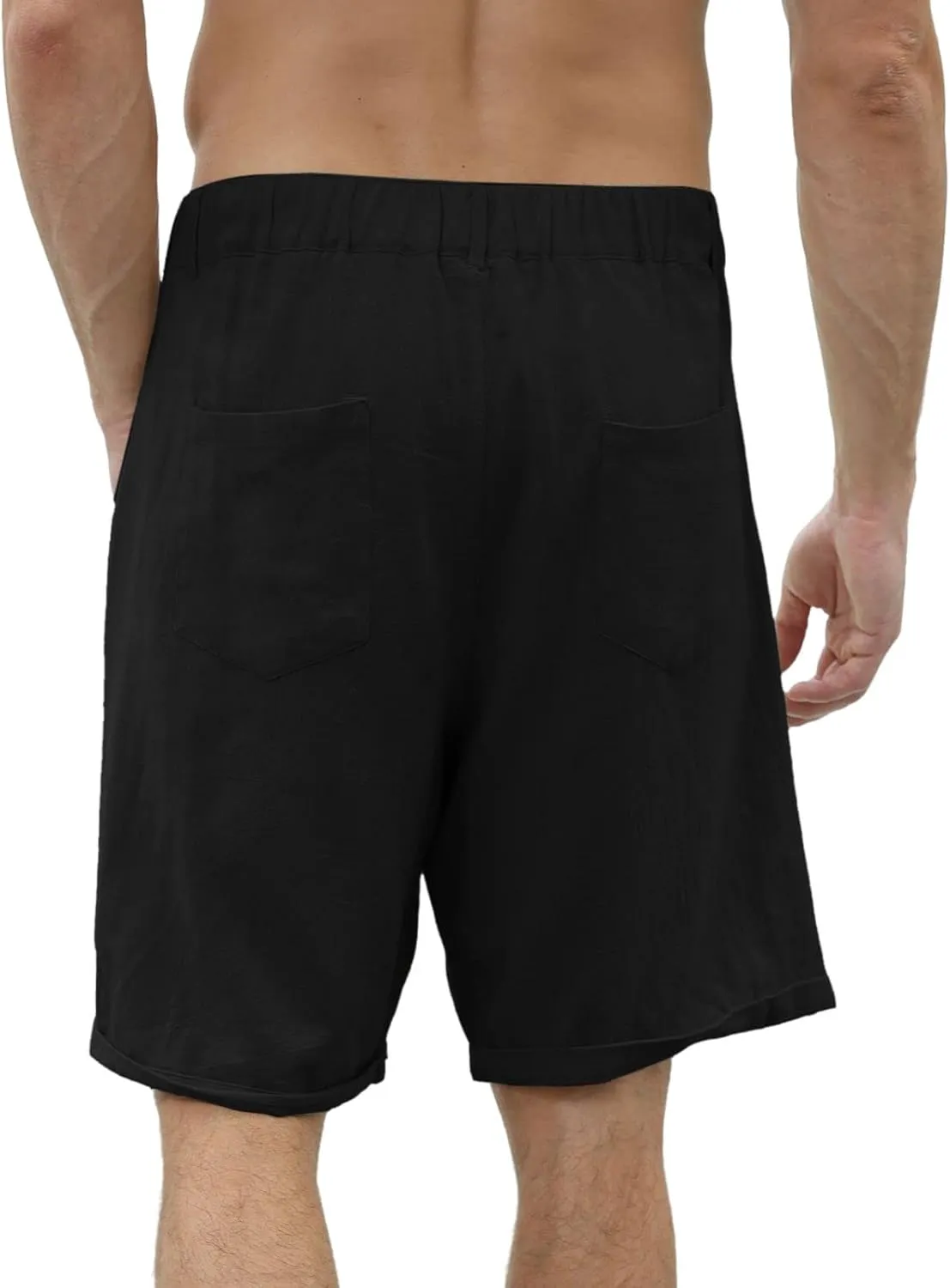 SUWBMHWE Cargo Shorts Men Mens White Linen Khaki 5 Inch Slim Fit Elastic for Inseam Regular Waist Men's Everyday Wear