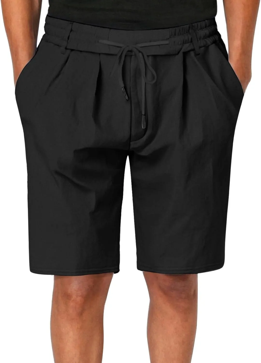 SUWBMHWE Cargo Shorts Men Mens White Linen Khaki 5 Inch Slim Fit Elastic for Inseam Regular Waist Men's Everyday Wear