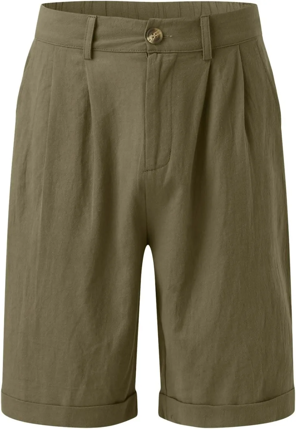 SUWBMHWE Cargo Shorts Men Mens White Linen Khaki 5 Inch Slim Fit Elastic for Inseam Regular Waist Men's Everyday Wear