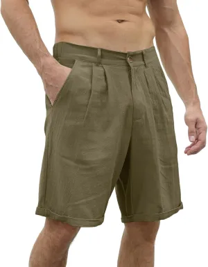 SUWBMHWE Cargo Shorts Men Mens White Linen Khaki 5 Inch Slim Fit Elastic for Inseam Regular Waist Men's Everyday Wear