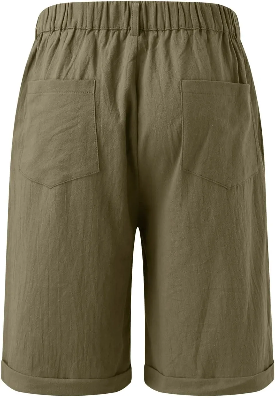 SUWBMHWE Cargo Shorts Men Mens White Linen Khaki 5 Inch Slim Fit Elastic for Inseam Regular Waist Men's Everyday Wear