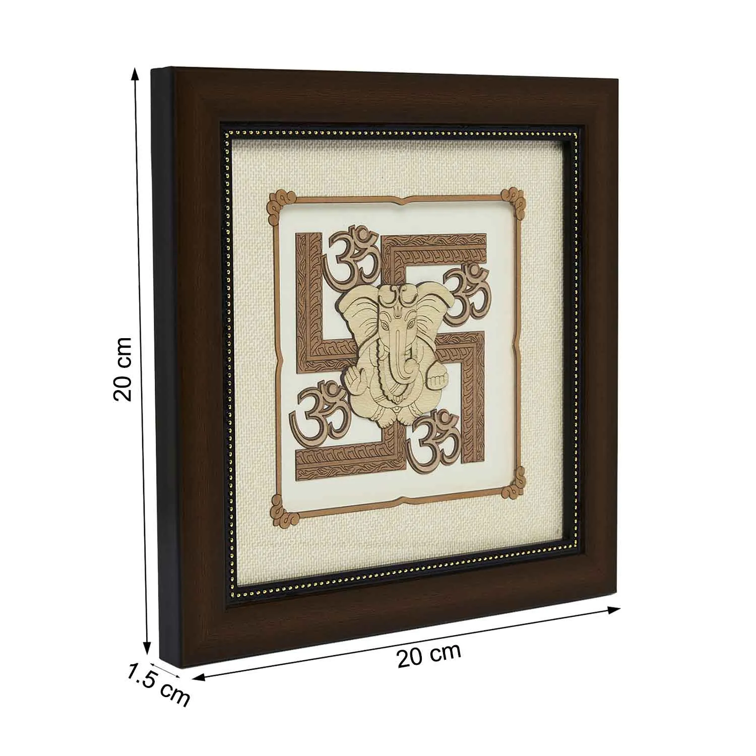 Swastik Ganesha Wood Art Frame 8 in x 8 in