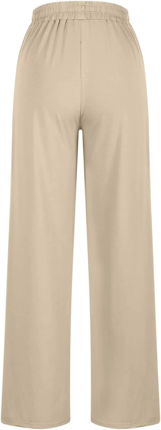 Sweat Pants for Womens 2025 Fashion Wide Leg High Rise Casual Trendy Elastic Waist Comfy Twist Knot Athletic Joggers