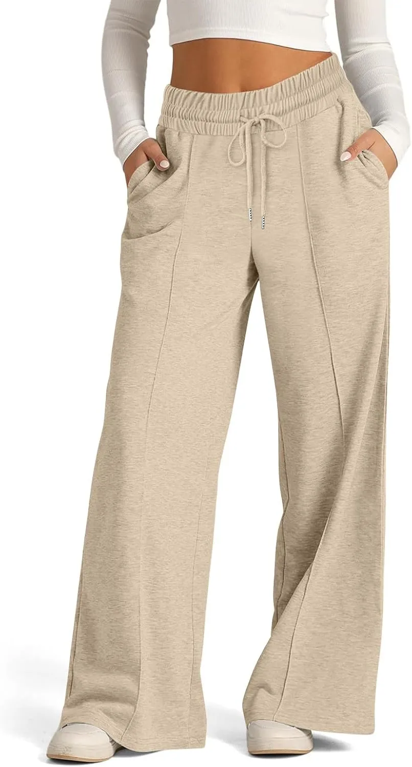 Sweat Pants for Womens 2025 Fashion Wide Leg High Rise Casual Trendy Elastic Waist Comfy Twist Knot Athletic Joggers